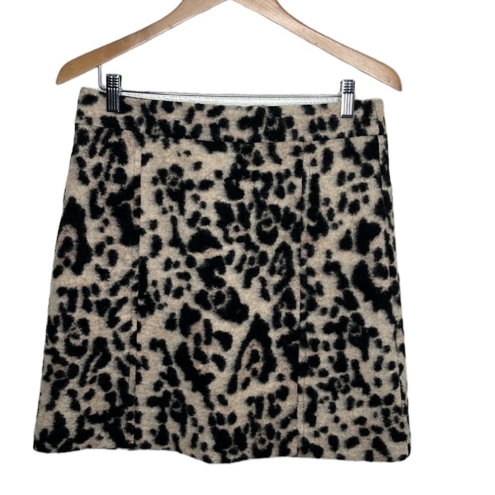 Ann Taylor Cheetah Print Wool A-line Skirt Womens Size 8
